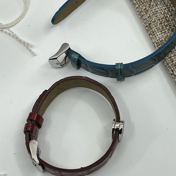 Vintage QVC Sterling Silver Diamonique Oval Leather Bracelet Set - Picture 14 of 15